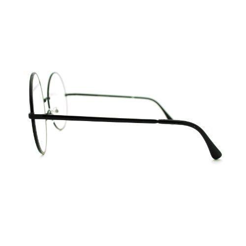 Juicyorange Super Oversized Round Circle Frame Clear Lens Glasses Black, Large #TOP4
