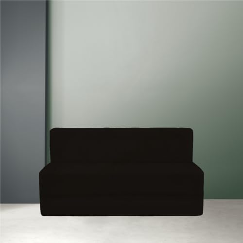 Image of PUM PUM 2-Seater Sofa Cum Bed | EPE Foam Foldable Mattress for Living Room & Guest Use,Black