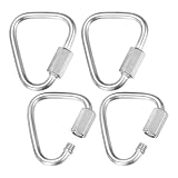M METERXITY Juego De 4 Conectores Rápidos para Cadena M3.5 1/8" Acero Inoxidable 304 con Cierre Triangular para Columpios/Camping Anillo Giratorio con Llave para Cadena [Plateado]