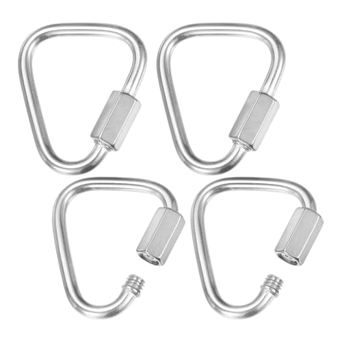 M METERXITY 4-Pack Quick Chain Link Connector, M3.5 1/8 304 Stainless Steel Triangle Locking Repair Chain Links for Swing/Camping/Hiking/Backpack, Twist Key Ring Screw Chain Link [Silver]