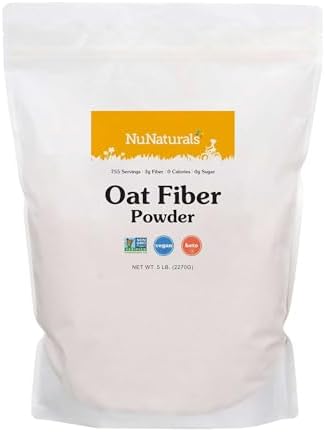 Nunaturals Oat Fiber Powder, Keto Baking, All Natural Non-GMO, 5 lb