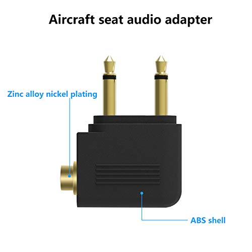 Saisn Headphones Adapter 3.5 Mm Airplane Airline Travel Headphone Jack Audio Adapters Converter (Pack Of 5, Golden Plated) #TOP5