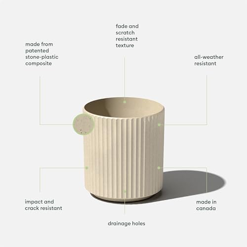 Image of Veradek Demi Series Round Planter for Porch, Patio, Backyard | Durable Plastic-Concrete Material | Modern Decor for Tall Plants, Flowers