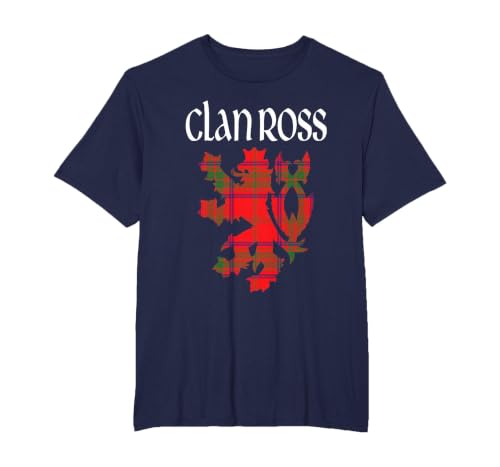 Clan Ross Tartan Scottish Family Name Scotland Pride T-Shirt, Men's Big and Tall, Navy Blue, 4X Tall