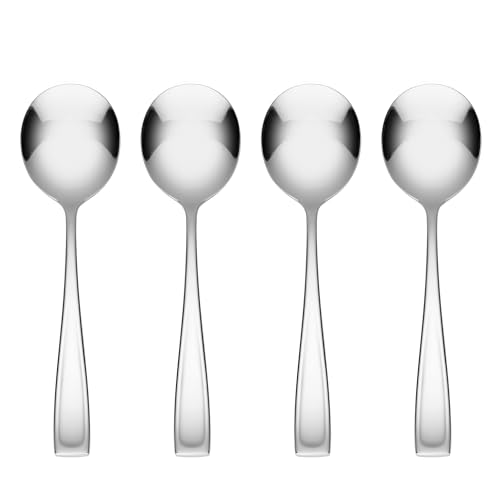 Oneida Silverware Set, Moda Fine Soup Spoons Flatware Set, Service For 4, 18/10 Stainless Steel...