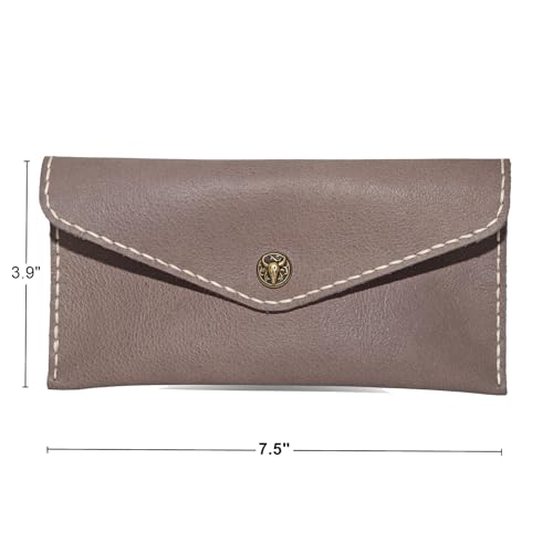 Handcrafted Full-Grain Leather Envelope Wallet Artisan Stitching with Metal Snaps, Slim Card Holder & Cash Organizer (7.5x3.9in) (gray)4