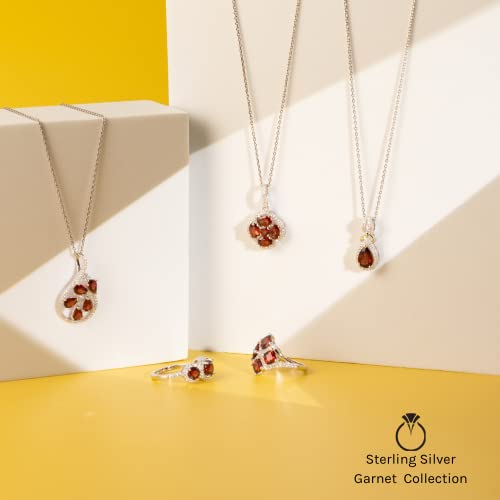 PEORA Garnet and Citrine Double Teardrop Pendant Necklace for Women 925 Sterling Silver, Genuine Gemstone, 1.50 Carats Total Pear Shape, with 18 inch Chain, Christmas Gift - Image 5