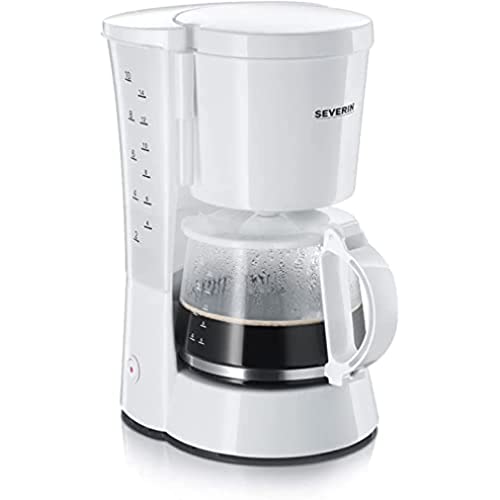 SEVERIN Cafetière Filtre, 800W, 1,4L, Jusqu'à 10 tasses, Système anti-goutte, Porte-filtre amovible, Plaque chauffante,Blanc,KA 4478