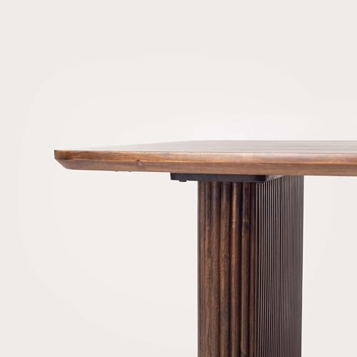 Image of ANGEL FURNITURE Grafton Solid Sheesham Wood Dining Table, Fluted Column Legs, Contemporary Style (Wenge Finish, 175 * 90)