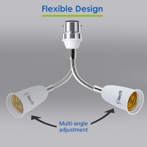 Image of IFITech B22 to E26 /E27 Flexible Gooseneck Extension Bulb Holder with Converter- Compatible with All E26 /E27 Screw Base Bulbs (Size-7.5Inch, Pack of 1) (1 Unit)