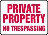 Panneau Private Property No Trespassing vinyle adhésif de signalisation 7x10