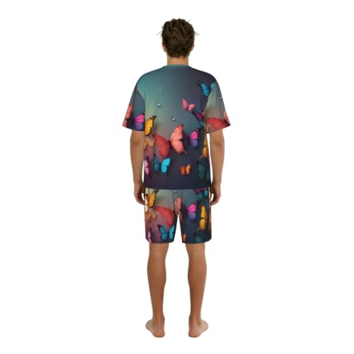 Pyjama doux contre transpiration nocturne ensemble motif papillon fluide
