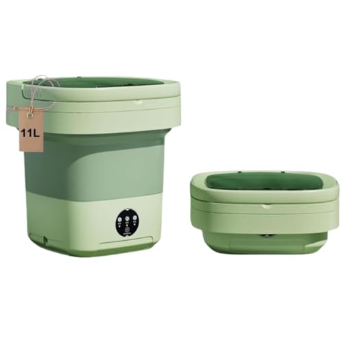 Portable Washing Machine, Mini Washer -11L Folding Laundry with Drain Pump and Hose for Baby Clothes Underwear Socks and Small Items, Ideal for Apartment Dorm Hotel Camping or Traveling(Green)