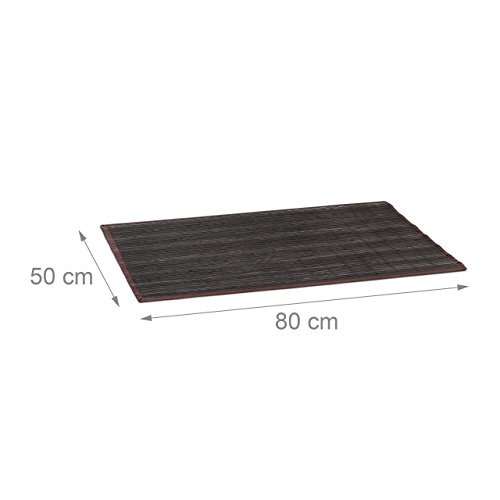 Relaxdays Bamboo Bath Mat 80 x 50 cm Bathroom Mat of Wood with Anti-Slip Underside, Perfect for use as Bathtub Mat or Shower Mat, Black