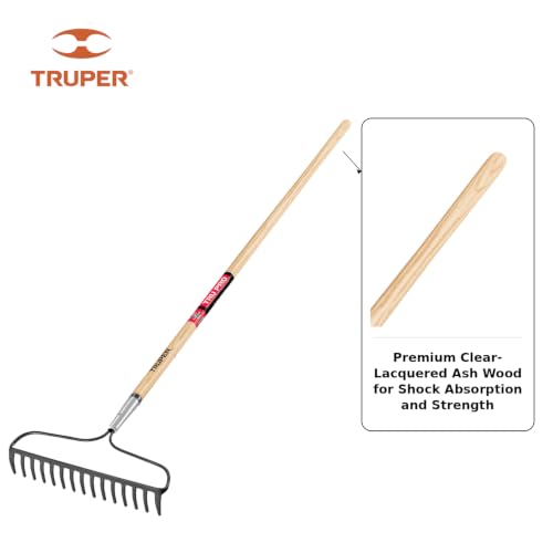 Rastrillo Truper TruPro de acero forjado con mango de madera de fresno de 60 pulg miniatura 4