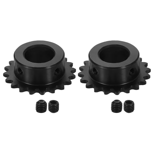 uxcell 2 Pcs #25 Chain Roller Sprocket 16mm Bore, 20 Tooth C45 Carbon Steel ANSI #25 Roller Sprocket Round Hole with Set Screws for ISO 04C Chain