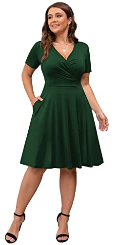 Image of POSESHE Womens Plus Size Dresses Sleeveless Wrap V-Neck Sundress Casual Summer Wedding Guest Cocktail Dress with Pockets