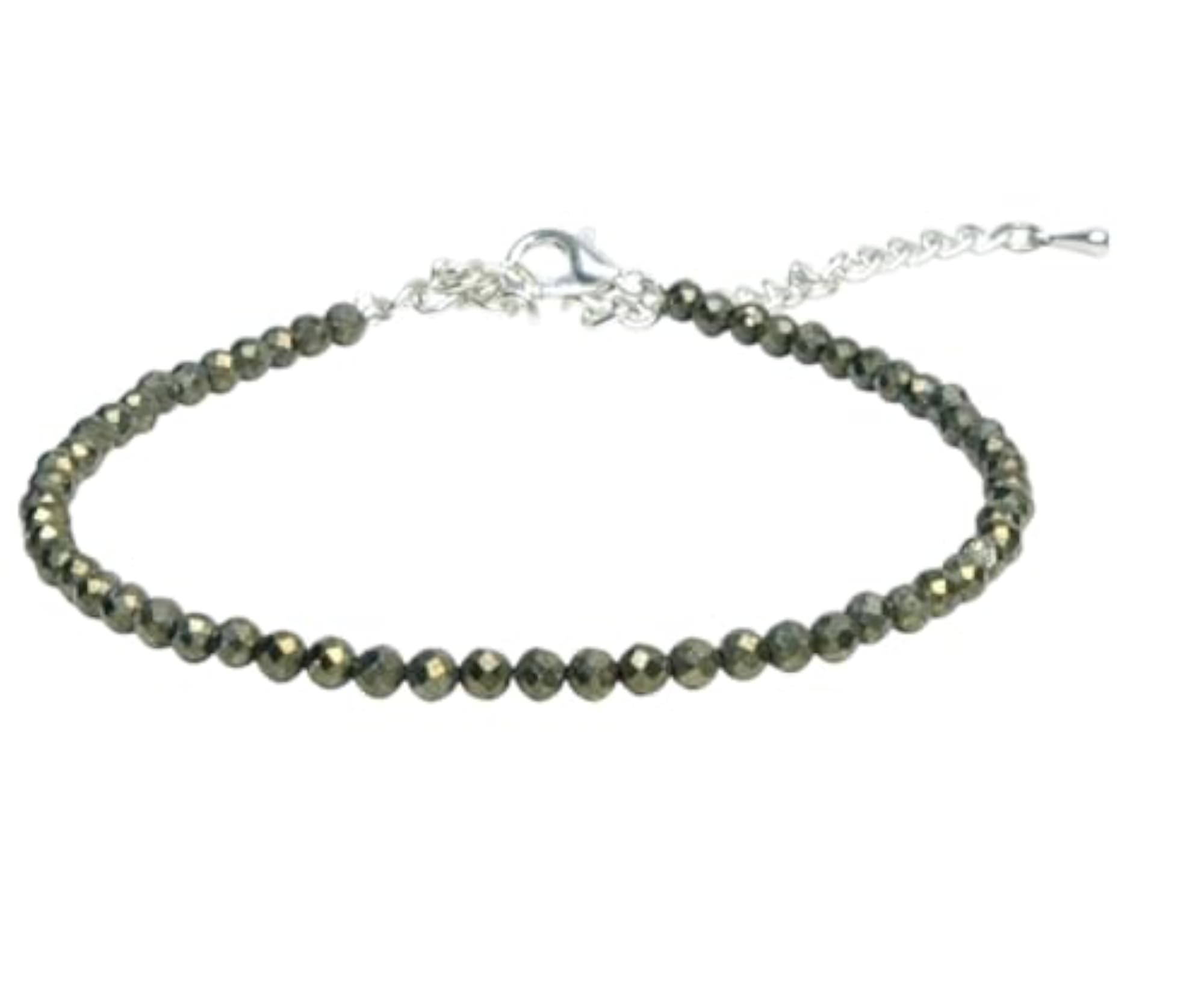 Diamond Cut Pyrite Anklet, Adjustable Chain for Women