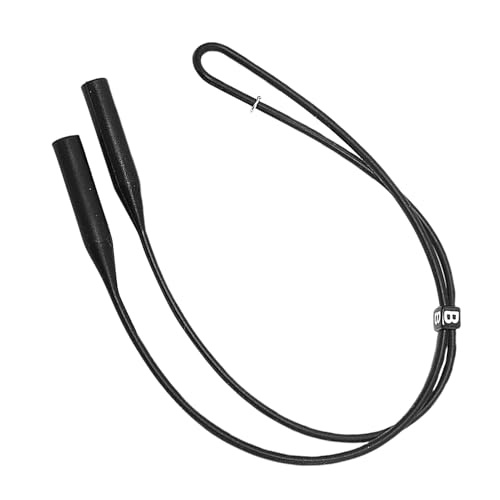 Lunettes en silicone - Sangle pour lunettes de sport - Sangle réglable - Verres ronds extra longs - Cordon réglable - Verres de sport - Protège-oreilles antidérapant, Noir , Siehe Beschreibung