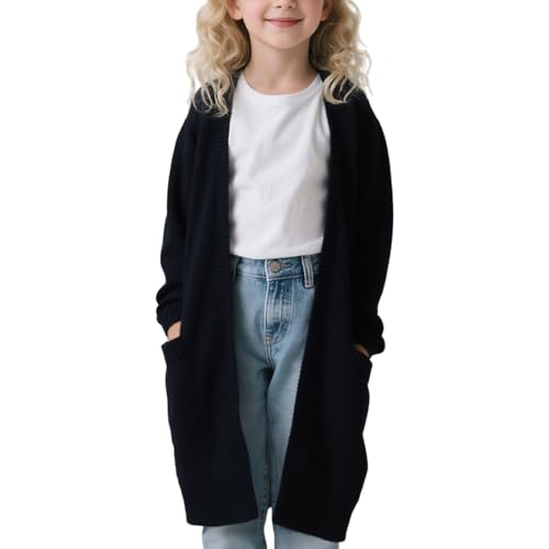 Little Girls Long Cardigan Sweater Thicken Casual Fall Winter Open Front Knit Outwaer Coats