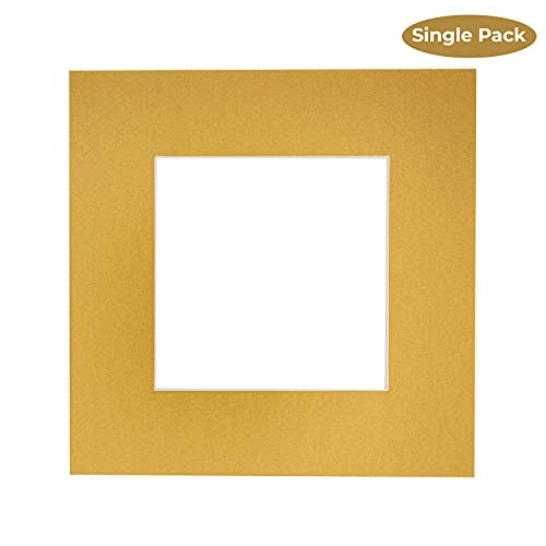 CountryArtHouse 16x16 Picture Frame Mats | Metallic Gold Acid Free with White Core Bevel Cut for 12x12 Pictures - Fits 16x16 Frame - One Mat