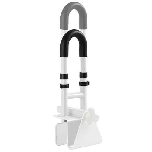 UNLICON Adjustable Bathtub Grab Bar for Seniors - 3-Level Height Adjustment (13.7-15.7) Fits Tub Walls 3-7 Safety Rail for Elderly & Disabled Non-Slip Handle for Bathtub Supports 300 lbs