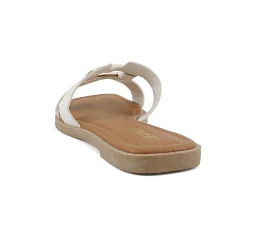 Soda “FENG” ~ Women Square Toe H-Band Slip-On Fashion Slide Sandal with Buckle Detail3