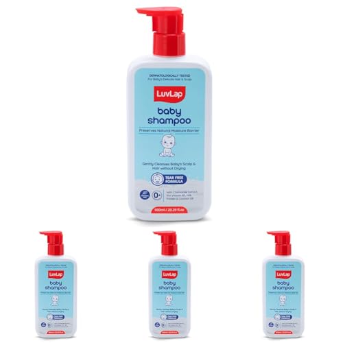 Image of LuvLap Milky Soft Baby Shampoo - 600ml, Tear Free Formula, Ph 5.5,With Milk Protein, Vitamin E & Coconut Oil, Shea Butter & Chamomile, Soft & Shiny Hair, No Paraben, Dermatologically Tested
