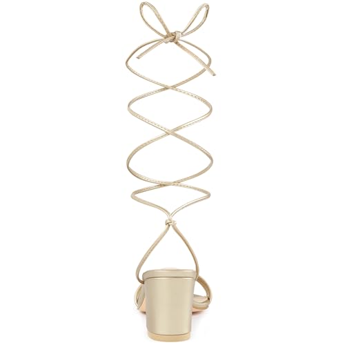 Allegra K Women's Sparkle Strappy Lace Up Block Heels Sandals3