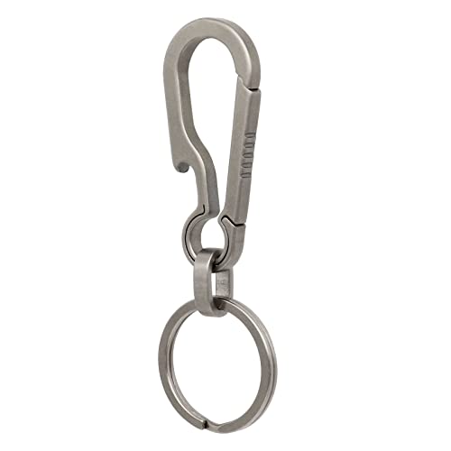 PJYTAC Key Clip Titanium Carabiner Keychain Quick Release Key Chain Bottle Opener Carabiner for Keys with Titanium Key Ring Heavy Duty for Men and Women