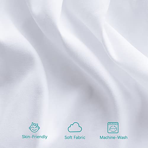 Image of Crib Skirt with Pompoms White, 14 inch Drop, Fits Standard Crib | 5-Sided Coverage, Pleated with Pompoms, Fade & Wrinkle Resistant, Machine Washable
