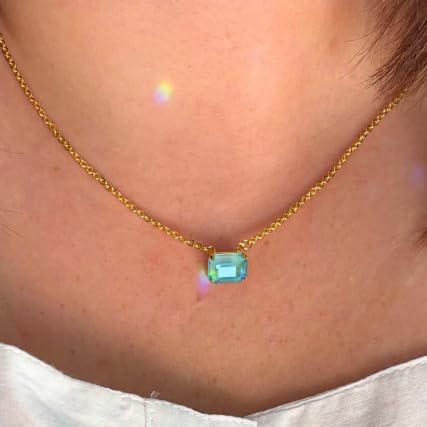 Sorrelli Octavia Single Crystal Pendant Necklace – Horizontal Emerald-Cut Crystal on Adjustable Chain with Lobster Clasp - Image 7