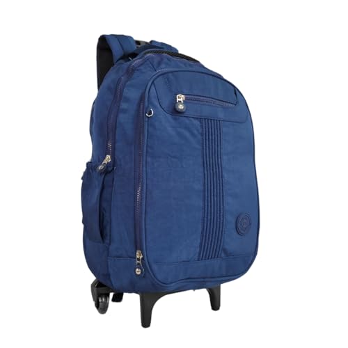 Mochila De Rodinha Juvenil Masculino Feminino Escolar (Azul Marinho)