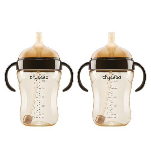 Best Sippy Cups for 1 Year Old: Top Picks for Toddlers 1 thyseed PPSU Weighted Straw Cup with Handles Toddlers Transition Bottles to Sippy Cups No Spill Learner Milk Water Baby Bottle Soft Silicone Spout Dishwasher Safe BPA Free 6+ Months 10oz/300mL 2 Pack