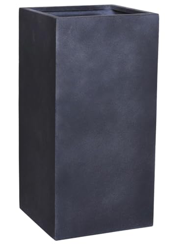 VIVANNO Bac à Fleurs en Fibre de Verre Aspect Pierre Bloc 80 cm de Haut, Anthracite