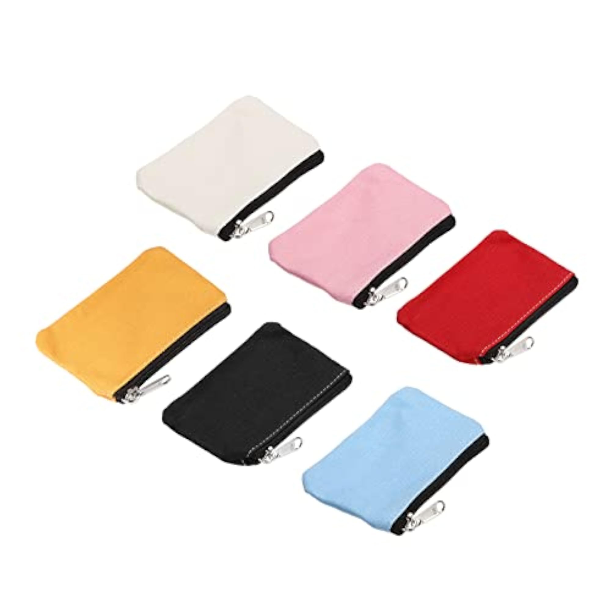 6 Pack Canvas Coin Purse Pouch Organizer Bags