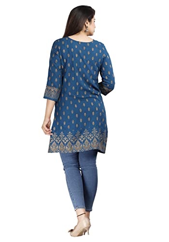 Image of Shiva Fab Short Kurti for Women | Embroidered Straight Rayon Kurta | Round Neck Full Sleeves Short Kurti for Women's Combo Pack of 2