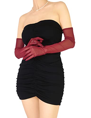 XXDingbs Women's 1920s Sexy Long Sheer Gloves Stretchy Mesh Tulle Gloves Opera Party Dance Bridal Gloves