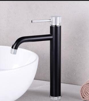 Mélangeur chaud et froid pour lavabo robinet noir sculpté pour salle de bain