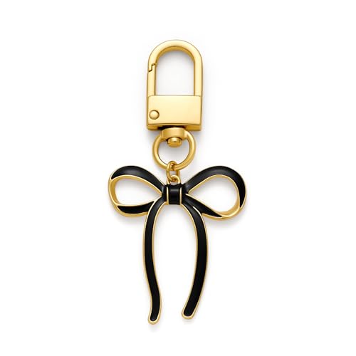 Image of Black Bow Keychains For Women Cute Bow Keyrings Charms Handbag Car Key Chain Accessories