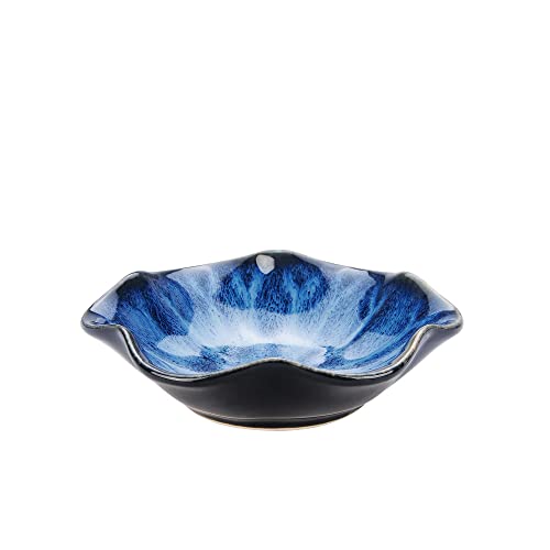 Image of Lotus Leaf Shape Decorative Ring Tray, Small Key Bowl, Ceramic Trinket Tray Jewelry Dish Organizing Necklace Earrings, Home Decoration for Mom Best Friend Sister, Blue.