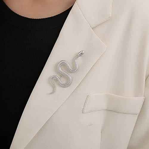 Image of Punk Men Snake Gold Brooch for Women Brooch Lapel Pin,Snake Chain Brooch Pin Coat Jewelry Accessories Brooch Shawl Pin for Women Girls Collar Brooch