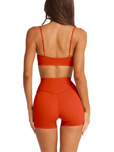 Image of LASLULU Womens Adjustable Spaghetti Straps Sports Bra Square Neck Wireless Padded Workout Yoga Crop Tops