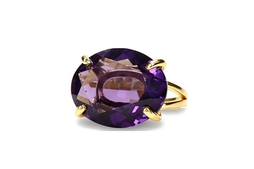 Bague améthyste violette en or 14k artisanale pour femme