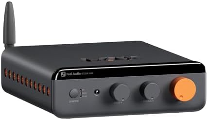 Fosi Audio BT20A MAX Verstärker HiFi Stereo, 300 Wx2@4Ω, 2.1 Verstärker mit PFFB-Technologie, LDAC Bluetooth 6.0, 2 unabhängige Netzteile, Fernbedienung, für 2.1-Systeme und Heim-A