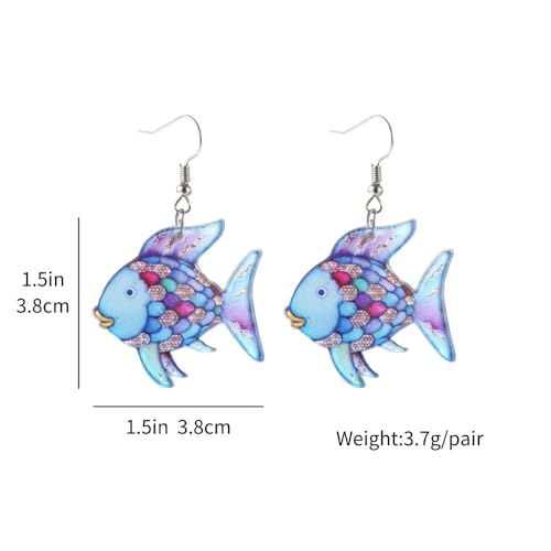 Acrylic Women Teacher Student Dangle Earrings Rainbow Fish Whale Mermaid Earrings Cute Teacher Gift3