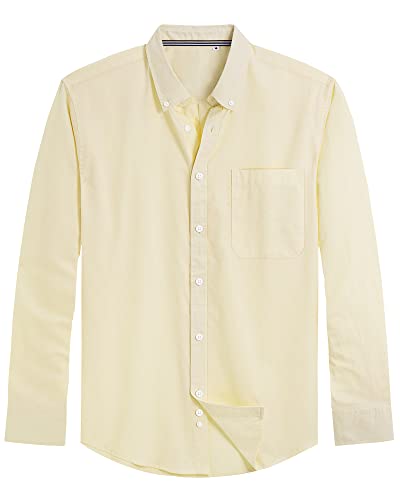 Image of J.VER Men's Oxford Shirt Solid Casual Button Down Collar Shirts Long Sleeve Dress Shirts with Pocket