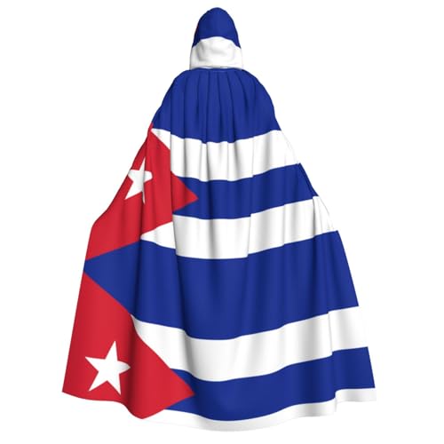 fdgbnm Capa con capucha de bandera cubana para adultos. Capa de cosplay de Halloween con estampado completo de poliéster.