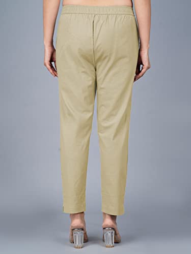 Image of Regular Fit Fully Elastic Waist Ankle Length Premium Cotton Casual Trouser Pant (Combo Pack of 2)