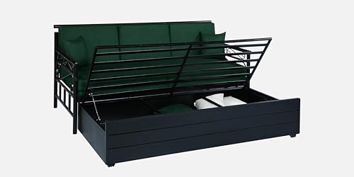 Image of 3 Seater Metal Sofa Cum Bed with Hydraulic Storage | King Size Sofa Cuma Bed | 3 Seater Sofa Set, Metal Sofa Set for Living Room (Peacock, King Size (76 inch x 72 inch))